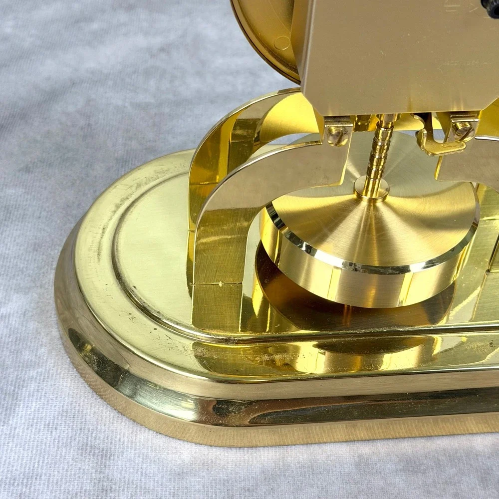 Vintage Haller Anniversary Clock Quartz Torsion Pendulum Brass Glass Dome  PARTS